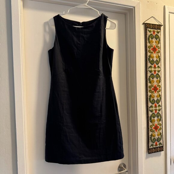 Banana Republic Factory NEW Linen-Cotton A-line Mini Dress in Black - Picture 2 of 8